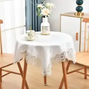 Elegant White Lace Jacquard Small Square Tablecloth for End Side Coffee Table...