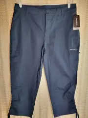 Eddie Bauer Capri Pants Womens XL Skylar Blue Ripstop Outdoor Hiking NWT