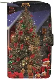 [QMNRTK] Christmas Cheer Credit Card Wallet Rfid Blocking Slim Bifold Genuine Leather Minimalist Front Pocket Wallets Keychain Wallet for Men And Women, style, 19.7x11x3.5cm, Style, 19.7x11x3.5cm
