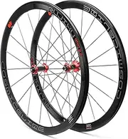 Blelsa Road Bike Wheelset 700C Carbon Ultra-Light 120 Decibel 40Mm/1.57In Reflective Strip V/C Brake Compatible Supports 23C 25C 28C Tires Red