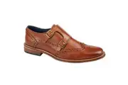 Roamers Mens Leather Double Monk Strap Brogues (Tan) - UTDF2270