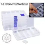 6 Pack Clear Jewelry Box Plastic Bead Storage Craft Container Earrings Organizer