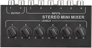 Suesacy CX600 Mini Stereo 6 Channel Passive Mixer Portable Audio Mixer 6 in 2 Out Stereo Distributor Volume Control