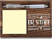 Emergency Room Staff Appreciation Gifts, Thank You Gift for ER Staff, Emergency Department Office Coworkers Appreciation Gifts, Sticky Note Holder Wooden Notepad & Pen Holder 6.5" x 4.7" - FTA281