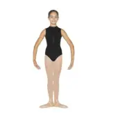 Bloch Mesh Back Front Zipper Leotard Black Size 6X/7 2402