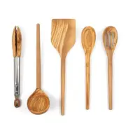 5-piece Olive Wooden Kitchen Utensil Set | Ideal for Nonstick Cookware