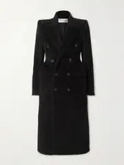 [Balenciaga] Balenciaga - Hourglass Double-breasted Wool-blend Twill Coat - Black - FR 34 FR 34 Black