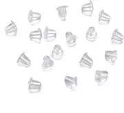 AIMALL 100 Pack Clear Rubber Bullet Clutch Earring Safety Backs Rubber Earring Back Backs Backing Backings Stops 5mm Findings