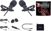Solid Clip On Lavalier Lapel Microphone 2 Pack Set for iPhone and Android Vlogging, Interview, Selfie Videos