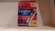 Tampax Opened Box Radiant Tampons with BPA-Free Plastic Regular Absorbency 14.0