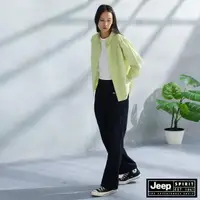 在飛比找momo購物網優惠-【JEEP】女裝 立體斜紋直筒休閒長褲(深藍)