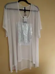 ts TAKING SHAPE White LAYERING TOP *MEDIUM + *BNWT rrp $109.95 ~SilverTrim
