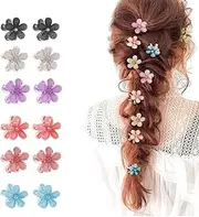 [QEQSHQO] Pack of 12 Flower Hair Clips, Cute Trendy Non-Slip Flower Hair Clip for Valentine's Day, Everyday Party, Wedding and Beach Party, Pool, Holiday (Multi-Colour)