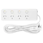 Arlec PB44B-L Extra Long 1.8m Cord & 4 Outlet Individually Switched Powerboard