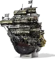 Piececool 3D Metal Puzzles for Adults, The Queen Anne's Revenge Pirate Ship Model Kits, 3D Watercraft Model Building Kit, DIY Craft Kits Difficult 3D Puzzles for Family Time