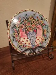 12" Round Pottery Artwork Trivet by Sandy Kryer