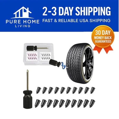 20-Piece Tire Repair Kit with Nail Tool & Screwdriver for Quick Puncture Fixes
