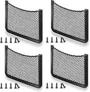 4 Pieces Frame Car Storage Net Bag Car Mesh Net Bag Holder Framed Car Mesh Organizer Universal Seat Side Storage Mesh Pocket Stretch Car Net Pocket Holder with Screws for Phones (12 x 7.9 Inch)