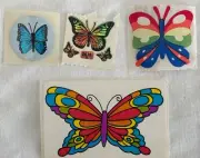 Vintage 80s SANDYLION Rainbow BUTTERFLY Sticker Rare Lot 4 KEM Apex Circle