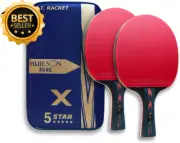 5-Star Pro Table Tennis Paddles 2-Pack Advanced Training w/ Carry Case