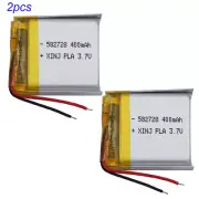2 pcs 3.7V 400 mAh 1.48Wh Li Battery 582728 Repair Smart Watch Car Camera GPS