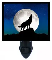 Wolf Decorative Photo Night Light, Howling Wolf, Wolves, Moon