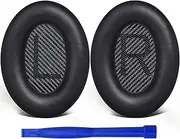 [SoloWIT] Replacement Earpads Cushions for Bose QuietComfort 35 (QC35) & Quiet Comfort 35 II (QC35 ii) Headphones, Ear Pads with Softer Leather, Noise Isolation Foam, Added Thickness (Black)