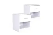 2X Bedside Tables Storage Cabinet Nightstand 1 Drawer 1 Shelf ELLA WHITE