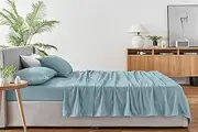 Ovela 150GSM Cotton Flannelette Bed Sheet Set (Arona Blue, Double) - OVFSS15ARDA