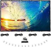 120 inch Projector Screen Portable - Foldable Indoor Outdoor Movie Screen - White Screen for Projector - Double Side Backyard Projector Screen 16:9 - Wall Mount Theater Screen with Bag, Hooks & Ropes