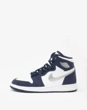 Nike Air Jordan Retro I 1 High OG GS Midnight Navy White Silver 575441-141