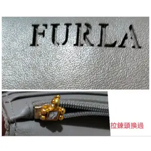 FURLA灰色全羊皮長長夾✨特價精品