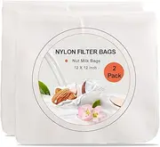 2 Pack Nut Milk Bag,12 x12 inch Cheesecloth Bag,Multiple Usage Food Strainer for Almond,Oat Milk,Celery Juice,Soybean Milk,Coffee,Yogurt and Cheese (Nylon)