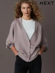Mauve Purple Relaxed Fit Washed Button Down Cardigan (E63399) | $34