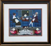 Charles Wysocki "Dining Sweethearts" New CUSTOM FRAMED Art Americana