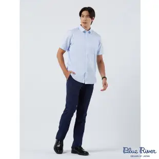 【Blue River 藍河】男裝 藍色短袖襯衫-時尚經典百搭(日本設計 舒適穿搭)