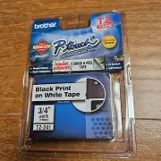 Brother P-Touch TZ Tape 3/4" (18mm) Width TZ-241 - Black Print on White Tape