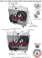 RC Champion 2 Row Radiator,10" Fans for 1949 - 1954 Chevrolet Cars V8 Conversion (for: Chevrolet)