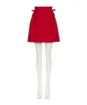 Valentino Garavani Bow Detailed Pleated Mini Skirt IT42 Red