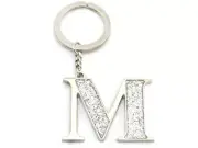 NEW Whitehill Silver Glitter Initial Keyring M