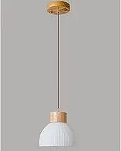 YOXANG Modern LED Pendant Lighting Art Decor Crude Wood Hanging Lights Dining Room Creative Chandeliers Ceiling Lights Living Room Simplicity Bedroom Bedside Lamp Glass Lampshade 1×E27 Ø18CM