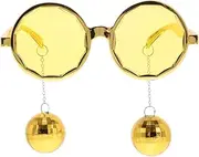 [SOESFOUFU] Funny Disco Ball Pendant Sunglasses for Women Quirky Novelty Party Glasses for Weddings Birthdays Costume Events Lightweight Comfortable Eyewear Accessory