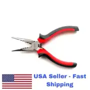 8" Long Nose Plier, Conical Nose Jaw with Diagonal Knurl, Non-Slip Hands.