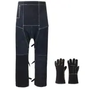 Welding Pants, Chainsaw Pants, Welder Chaps, Safety Leg Protection 42 Black