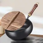 Large Belly Pan Nonstick Chinese Cooking Wok Uncoated 24cm Iron Stir Fry Pan