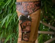 .22/.38/.44/357 Caliber Holster for Revolver Cowboy Grain Buff Leather with Belt