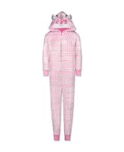 Max & Olivia Novelty Hooded One Piece Big Girls L (10/12) Pink Zip Front Closure
