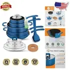 Space-Saving Induction-Compatible Cookware with Foldable Steamer & Utensils