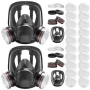 (2Set)Full Face Respirator Gas Mask - 6800 Reusable Respirator Mask with Filt...