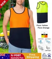 2 3 5 PACK Hi-Vis Singlet Safety Sleeveless Tank Top Work Wear For Construction
